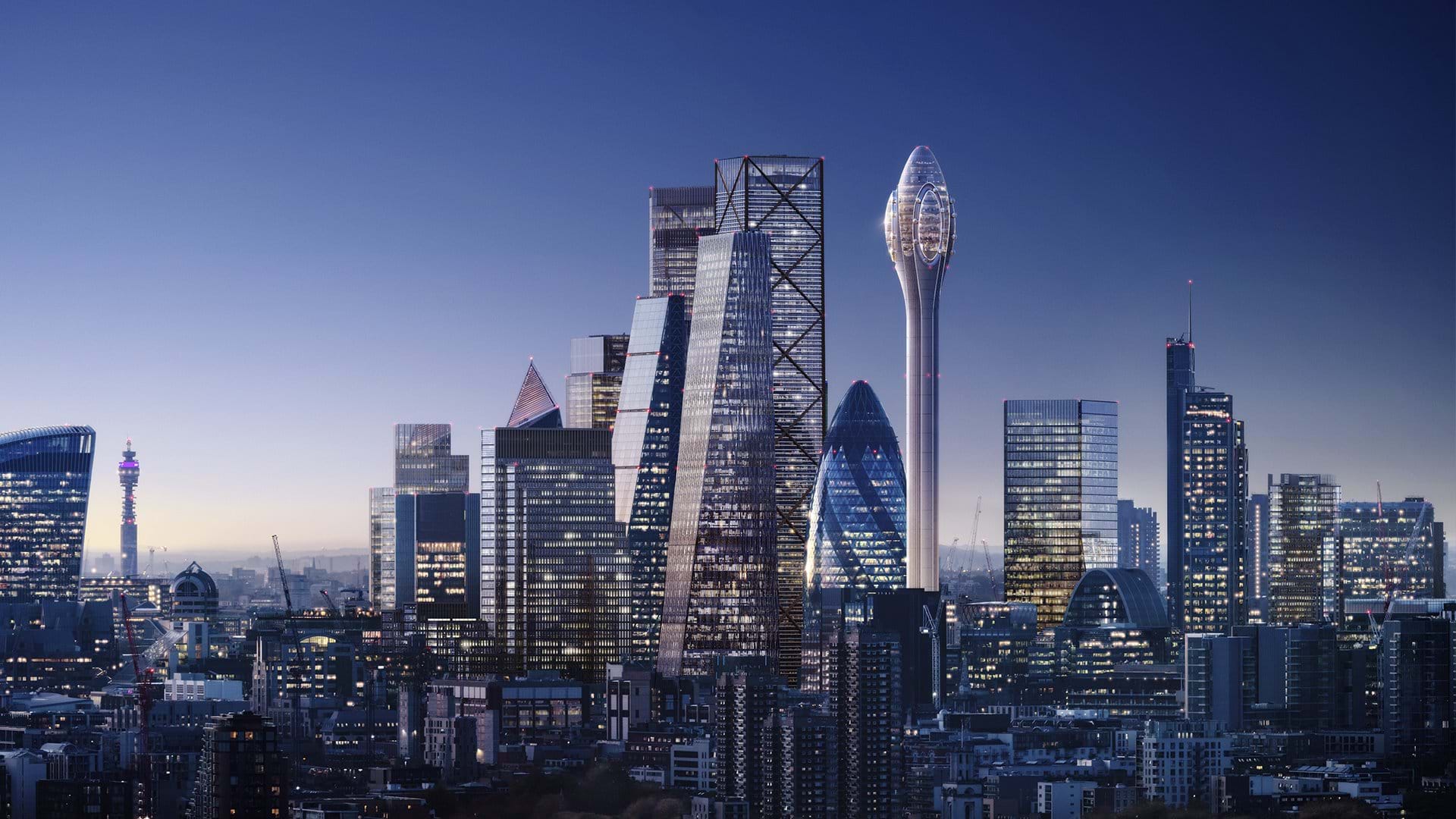 An artist's impression of the Foster+ Partners designed The Tulip.  