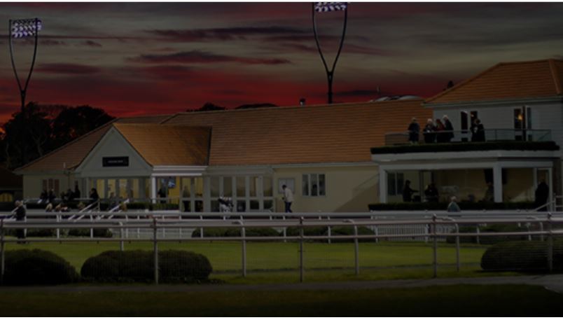 Chelmsford City Racecourse in the normal glow of its floodlights