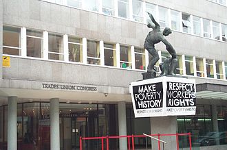 Make Poverty History Banner Outside the TUC Building