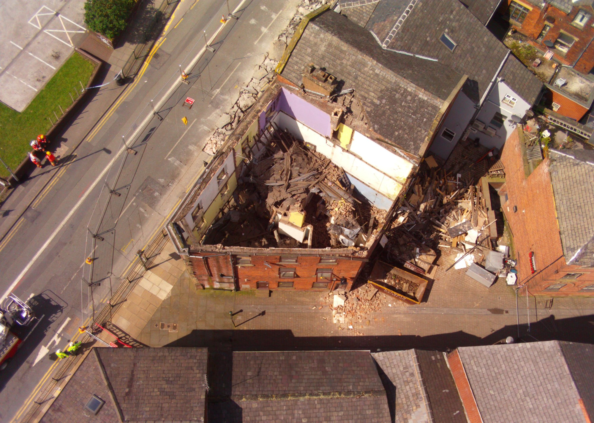 The collapsed building in Oldham