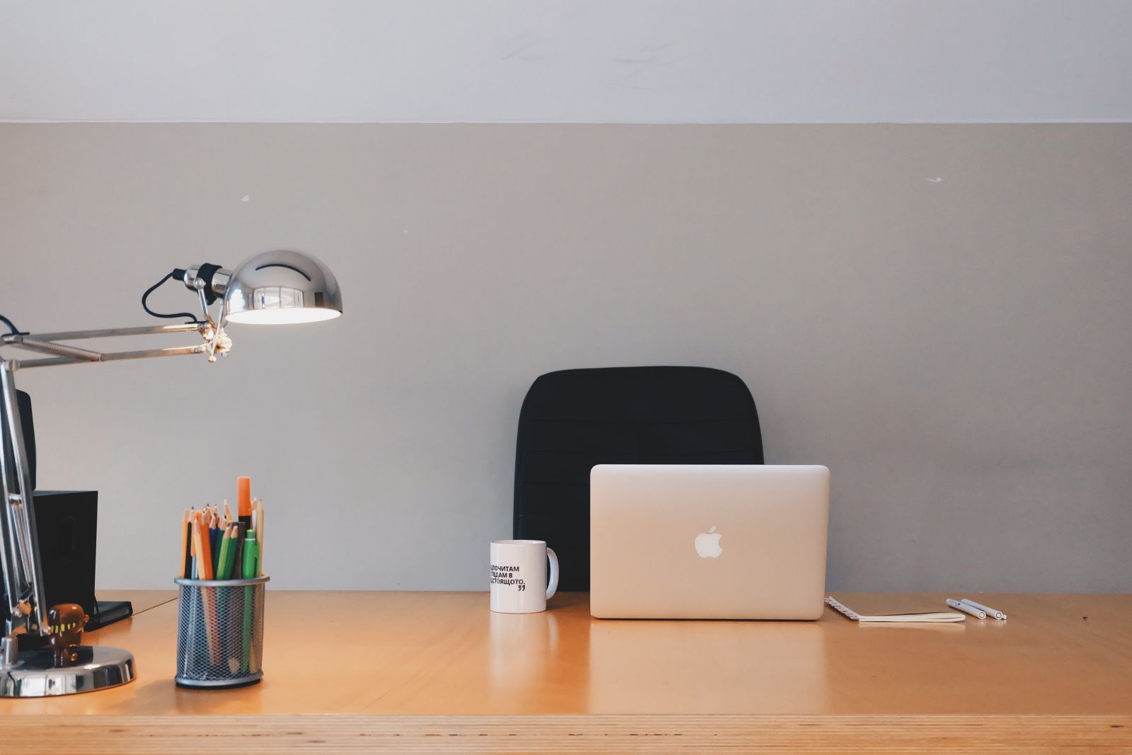 Desk with computer