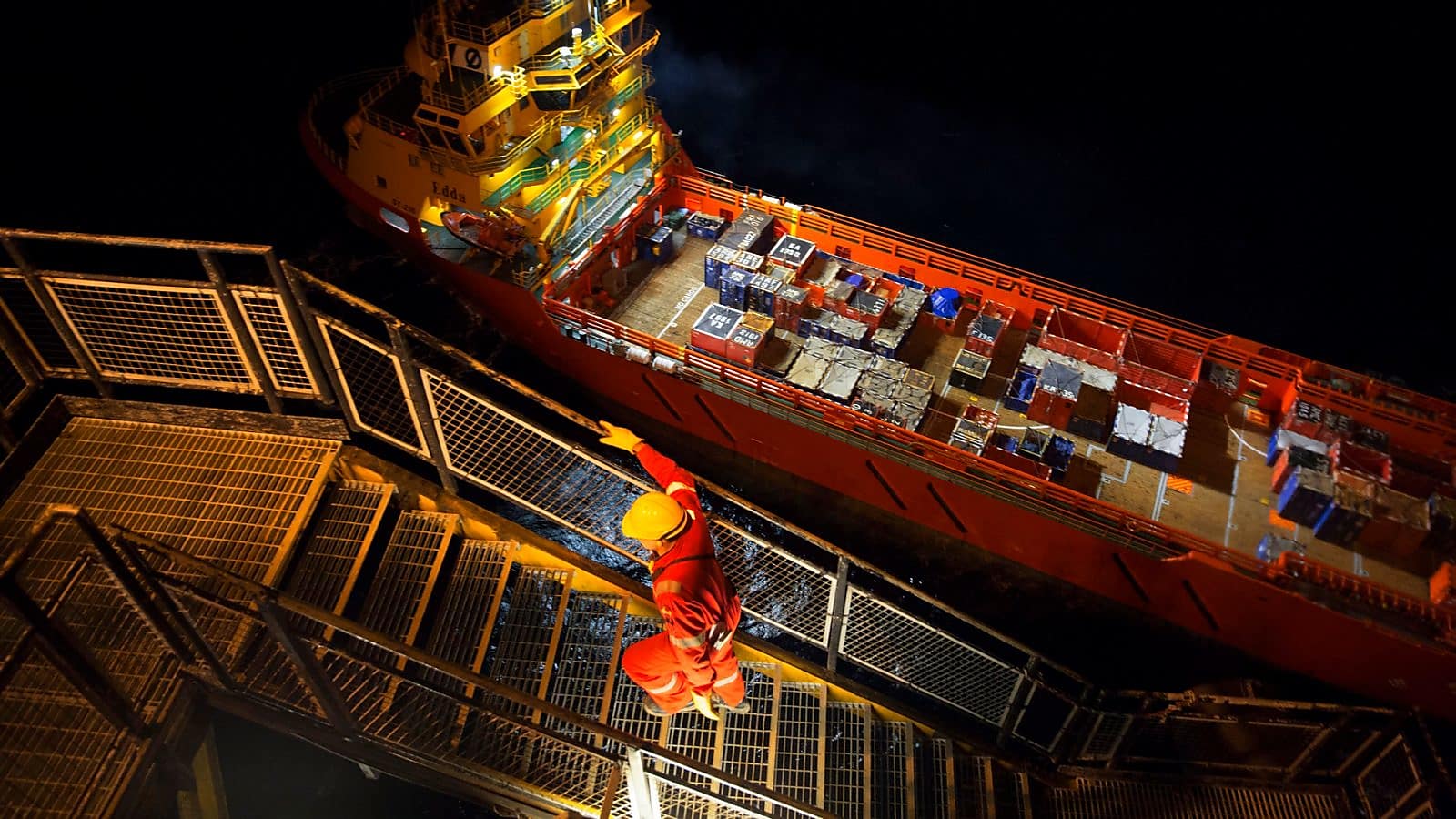 A view of supply vessel from Brent Delta platform