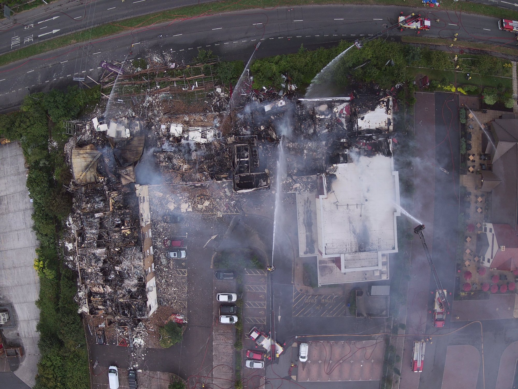 Another drone shot of the Bristo Premier Inn fire