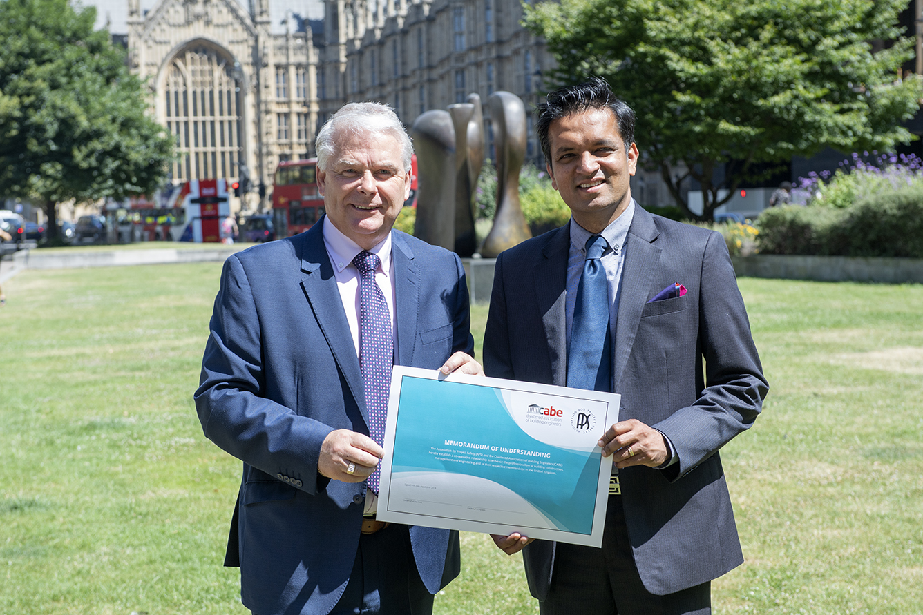 David Taylor, President, Chartered Association of Building Engineers. Right: Bobby Chakravarthy, President, Association for Project Safety.