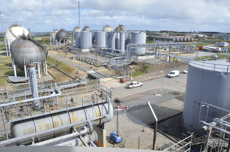 Two images from the Pembrokeshire oil refinery site where four people were killed and one seriously injured as the result of an explosion.