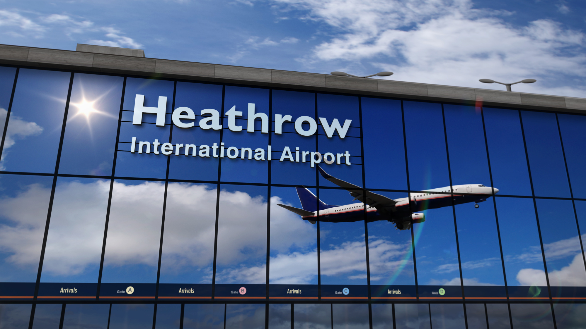 An image of the front of Heathrow Airport