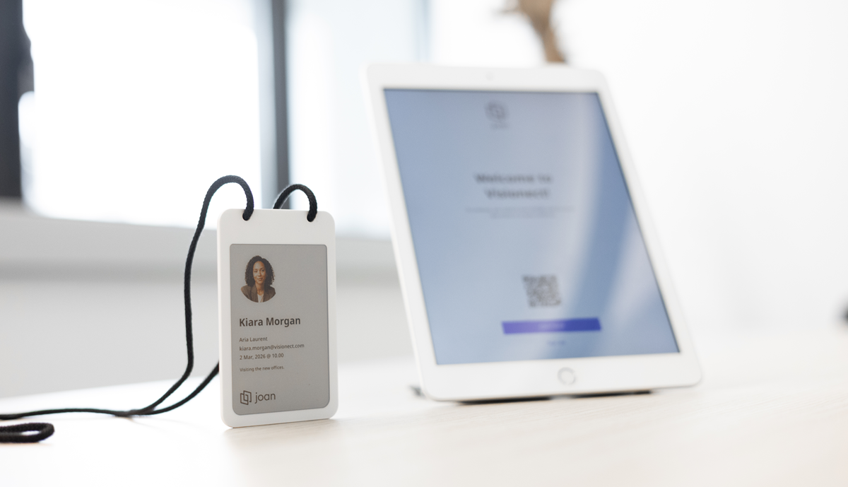 Joan Reusable ePaper Badge Covers Employees And Events, Not Just Visitors