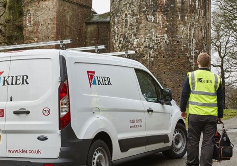 Kier worker and van