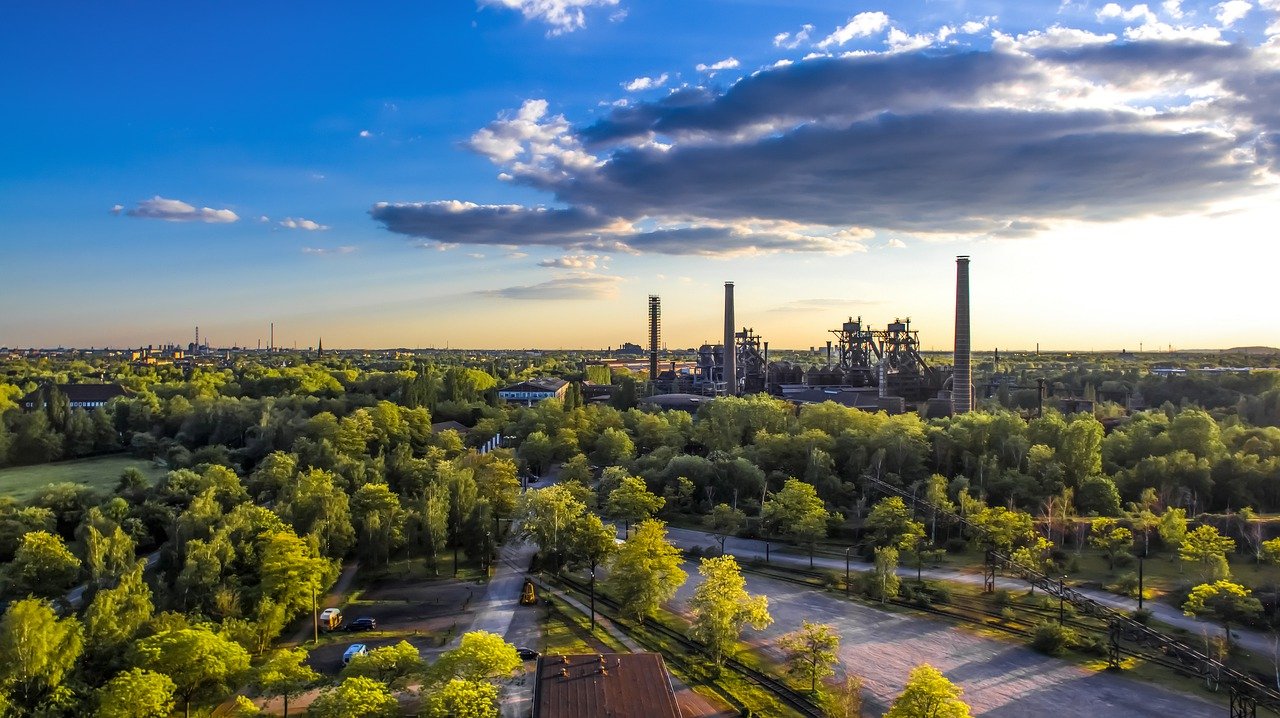 Factory in a park