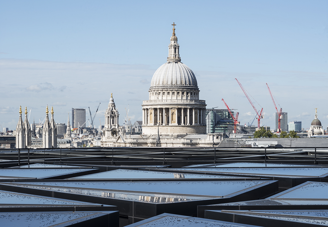 Rainwater from the roof is treated and recycled to serve vacuum flush toilets