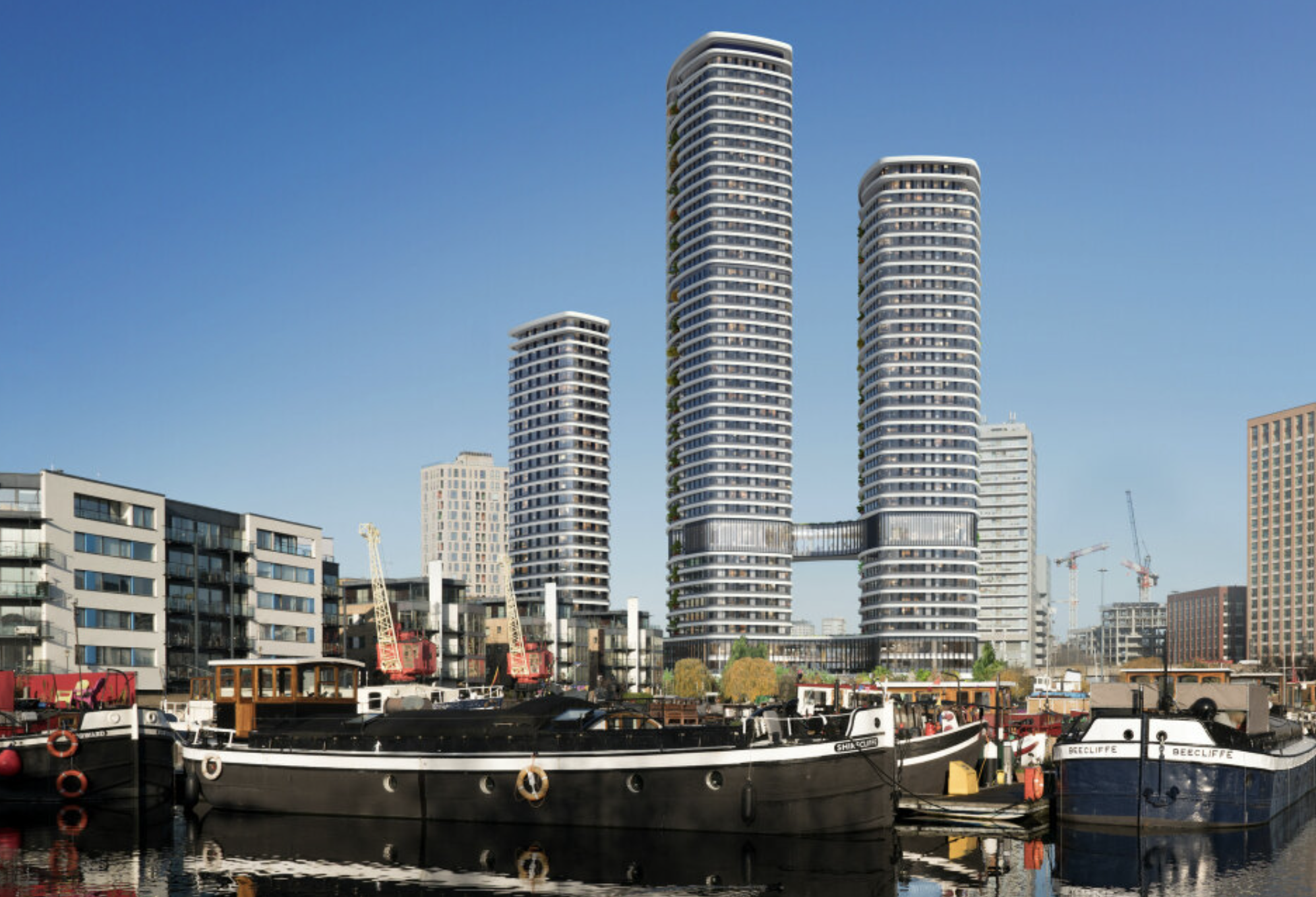 Canary Wharf Towers: 2 Trafalgar Way. © Apt/ Urbanest