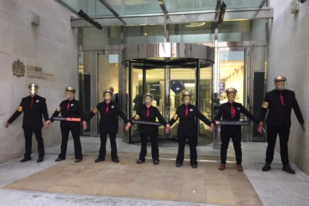 The Extinction Rebellion protestors are dressed 'Robocop style'.