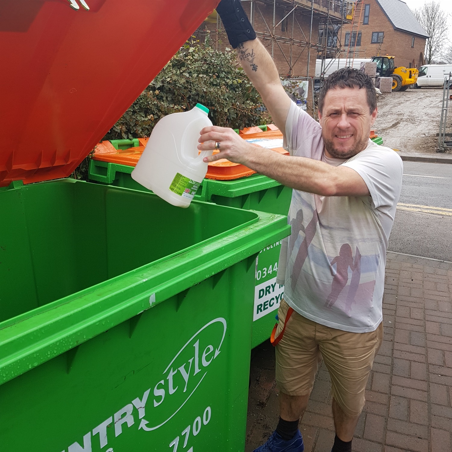 Support worker Mark Williams recycling at Winchester House.