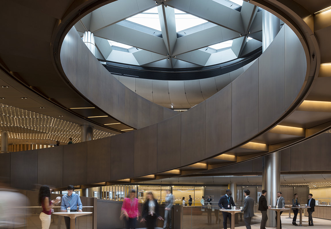 The pantry is lit with natural light from the atrium above