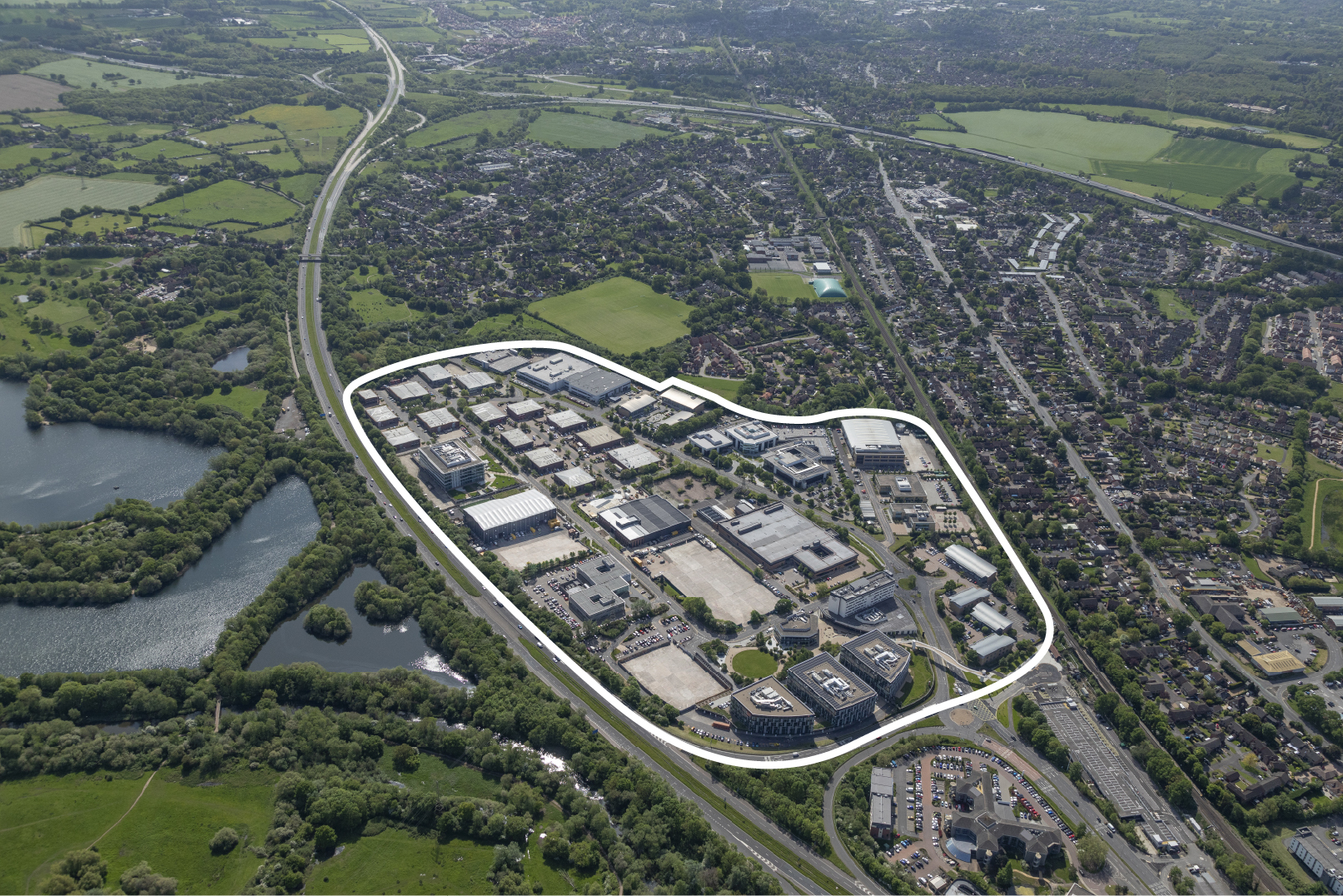 An aerial image of Winnersh Triangle